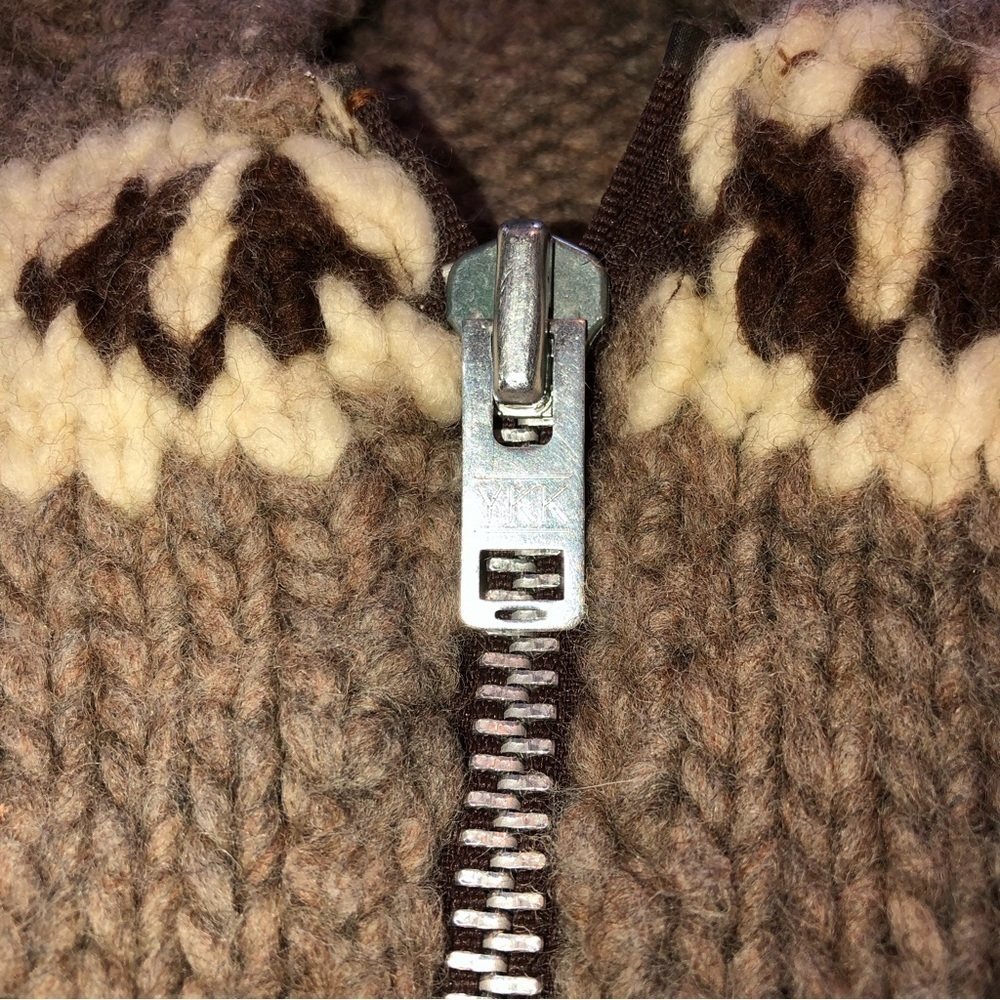 Vtg Cowichan Wool Sweater Hand Knit Hand Made YKK Zipper Sz Small / XS - Picture 3 of 8